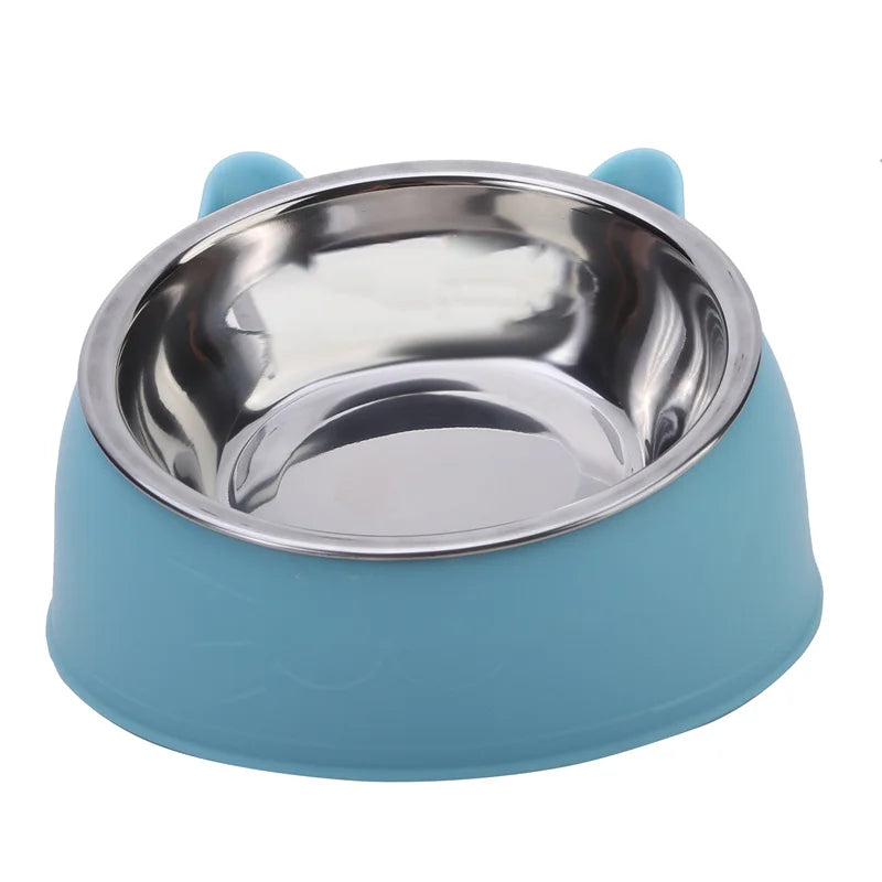 Slanted Stainless Steel Pet Feeding Bowl