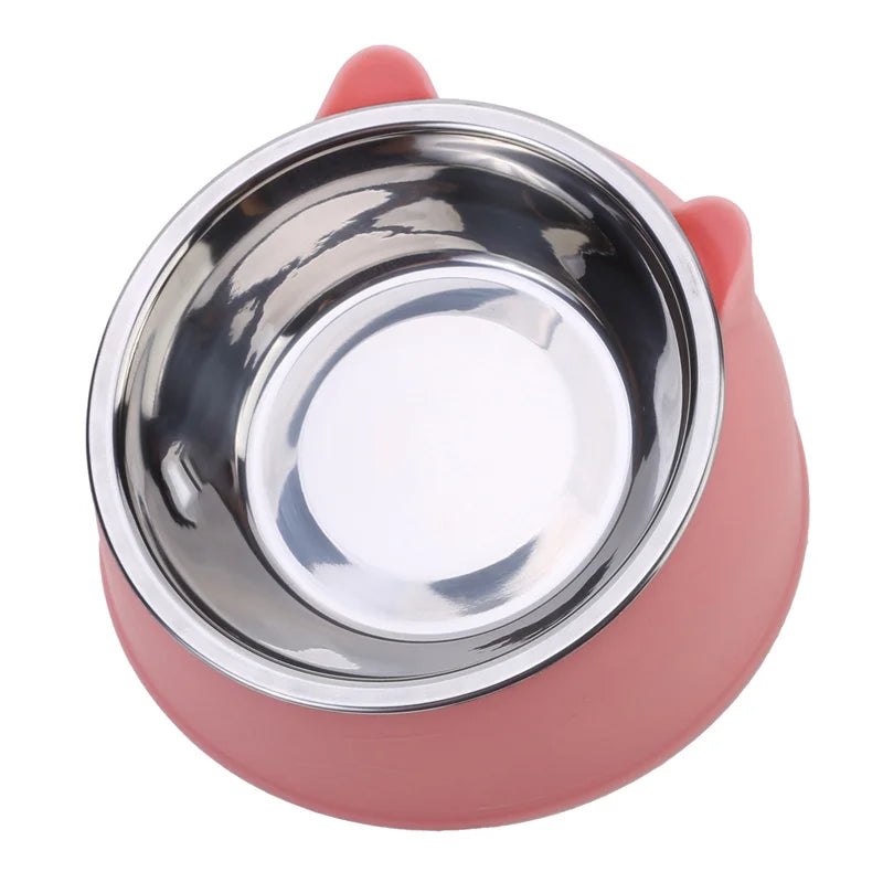 Slanted Stainless Steel Pet Feeding Bowl