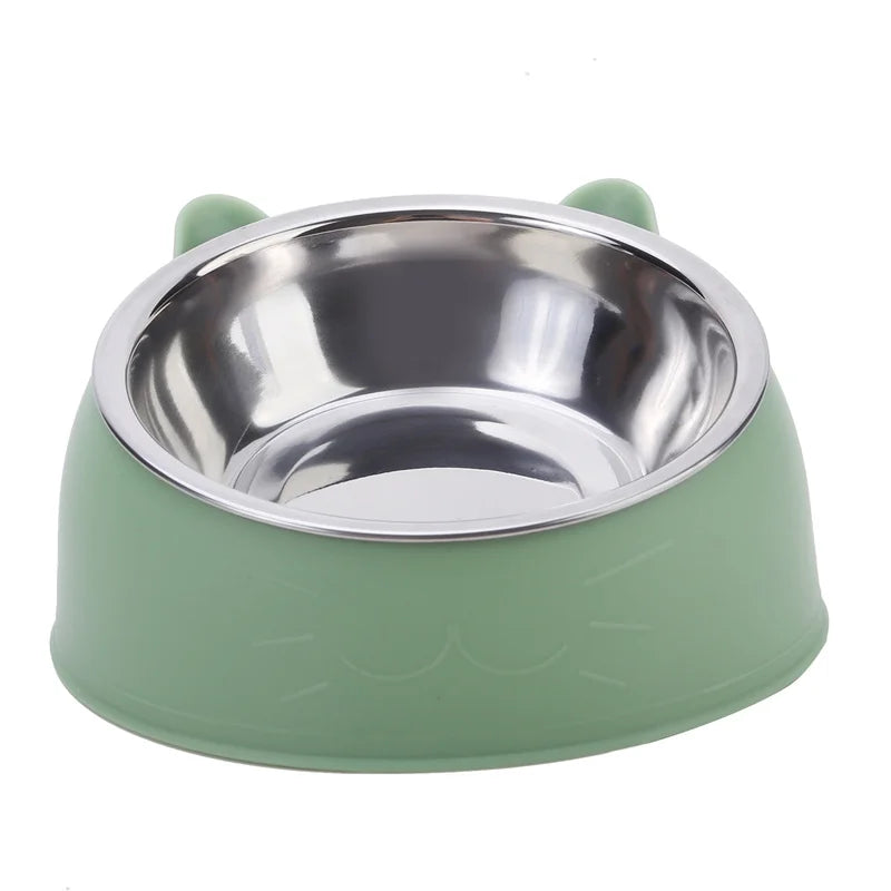 Slanted Stainless Steel Pet Feeding Bowl
