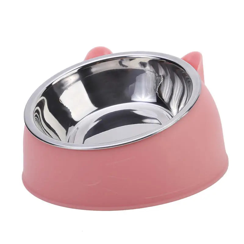 Slanted Stainless Steel Pet Feeding Bowl