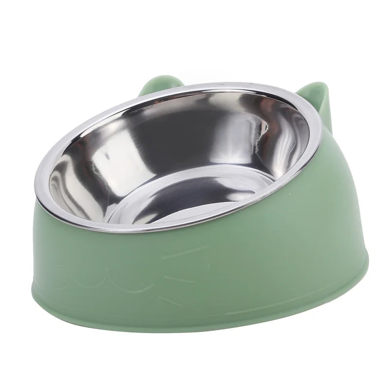 Slanted Stainless Steel Pet Feeding Bowl