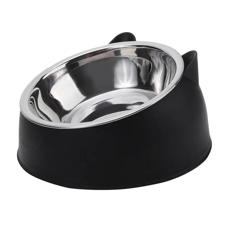 Slanted Stainless Steel Pet Feeding Bowl