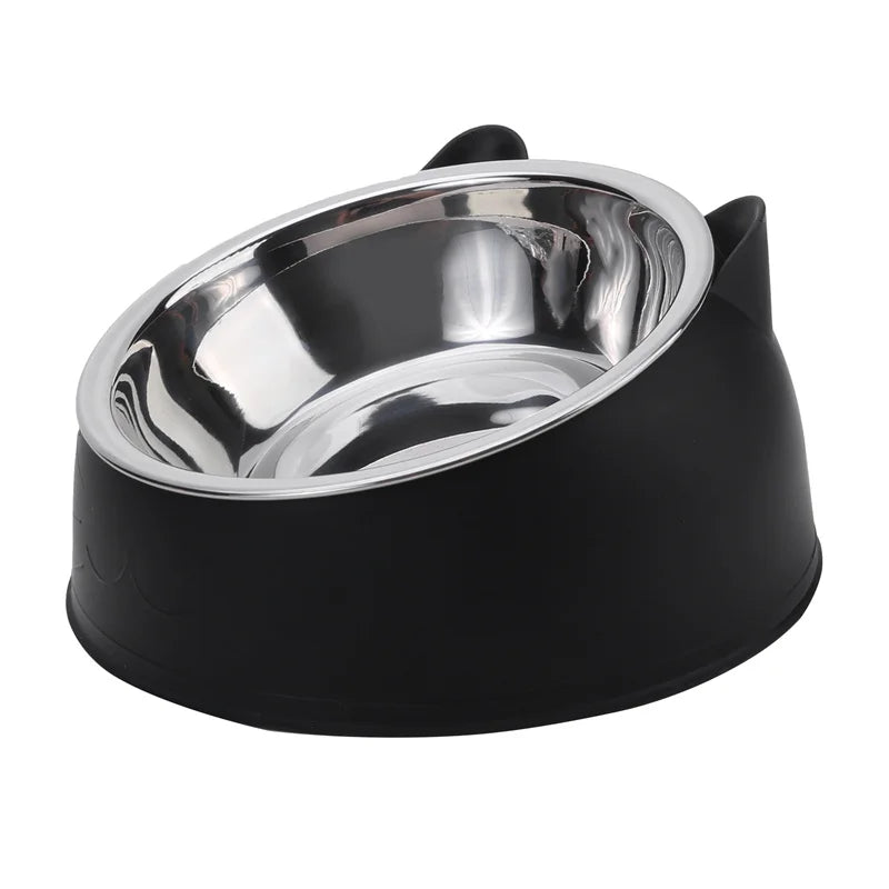 Slanted Stainless Steel Pet Feeding Bowl
