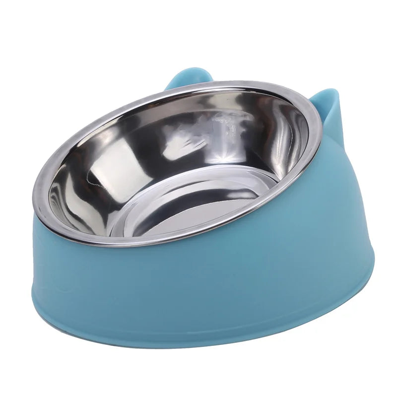Slanted Stainless Steel Pet Feeding Bowl